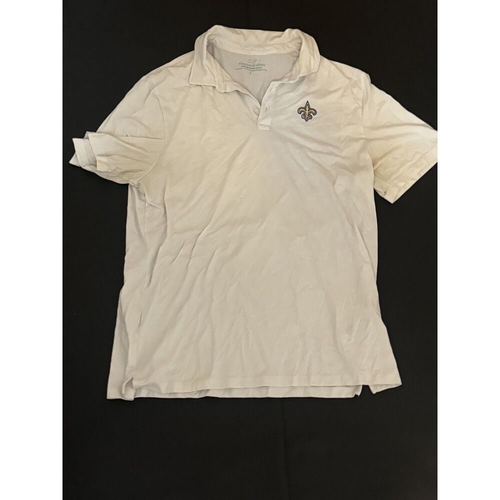 Vineyard Vines New Orleans Saints Polo, Men's Large, White - Picture 4 of 4